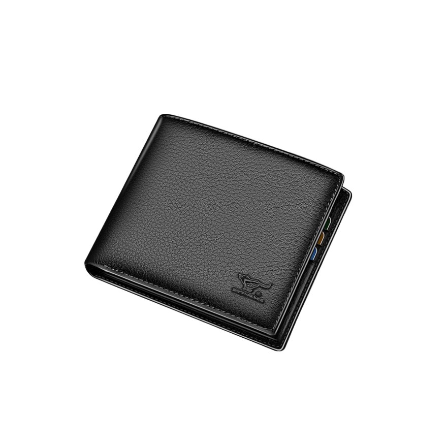 推荐商品：七匹狼 牛皮荔枝纹真皮头层牛皮纯色敞口短款钱包 3A131311301