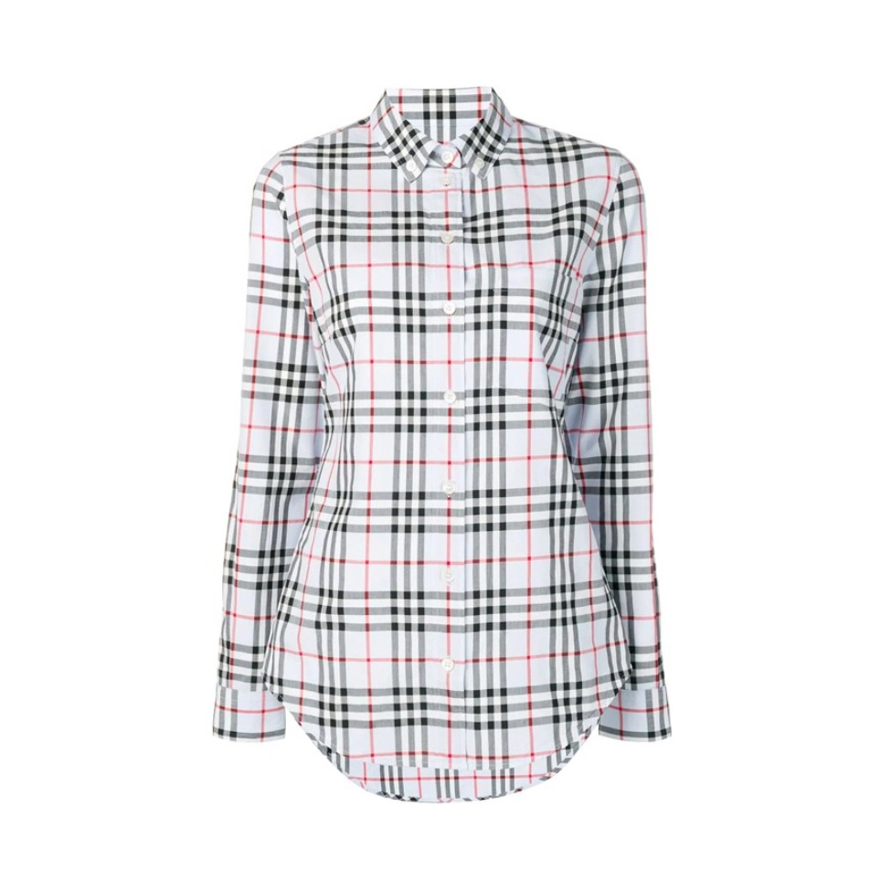Burberry/博柏利 纯棉格纹翻领长袖 衬衫 男女同款