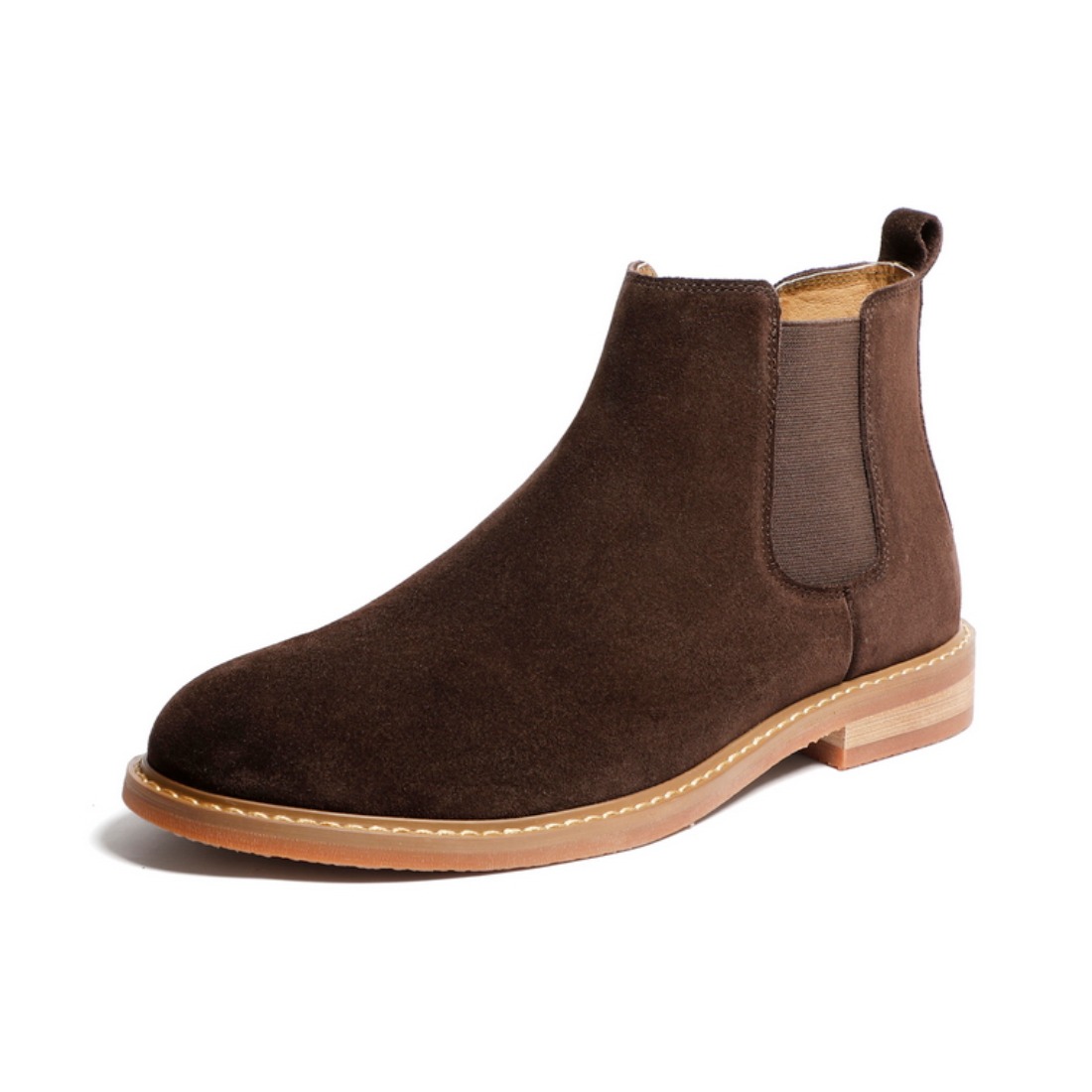 推荐商品：BELLE/百丽加绒 新车缝线 复古 切尔西靴 51812DD0 加绒/棕色