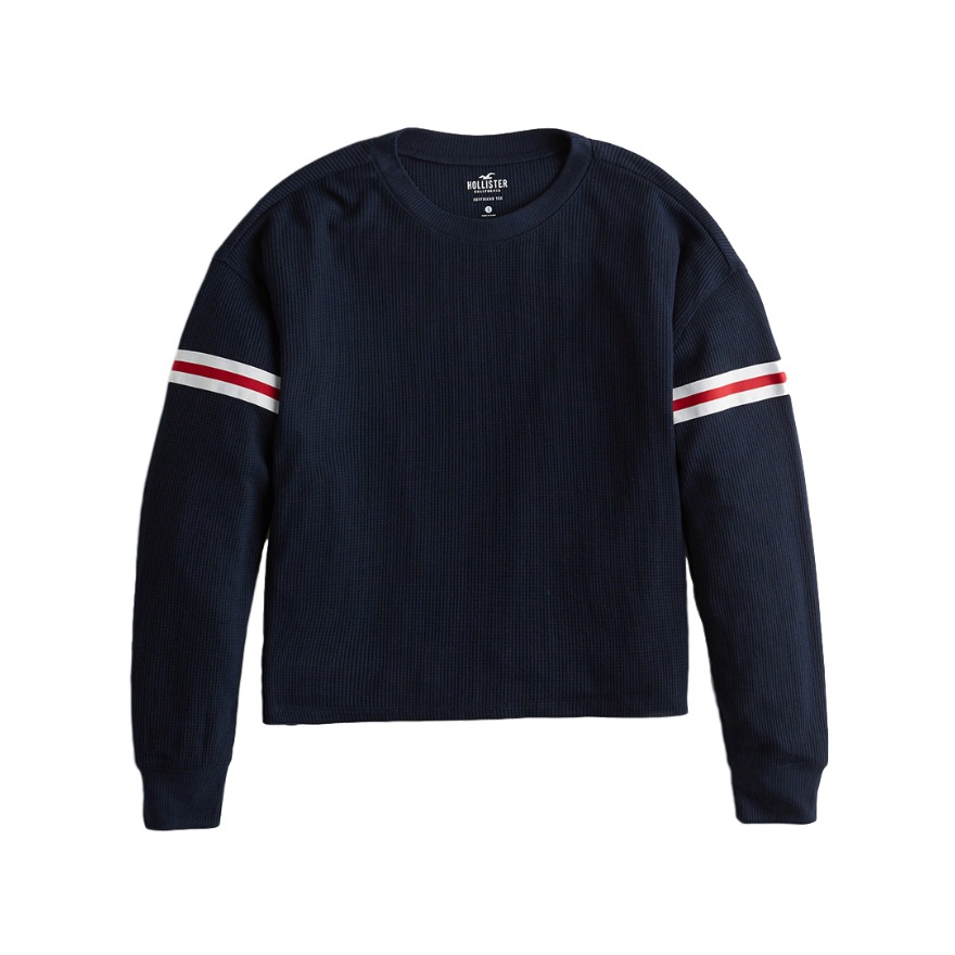 Hollister 海鸥薄款长袖华夫格T恤女宽松 216186