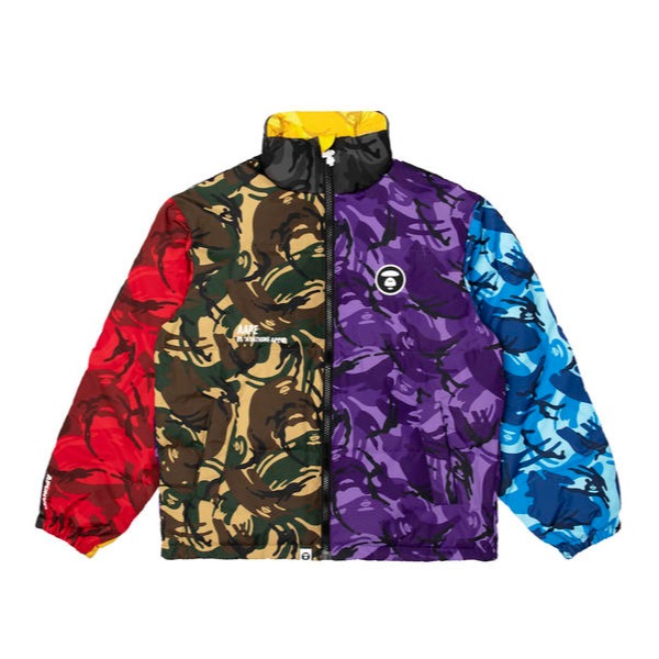 Aape KING KONG系列 猿颜徽章字母印花高领羽绒服 男女同款 7381