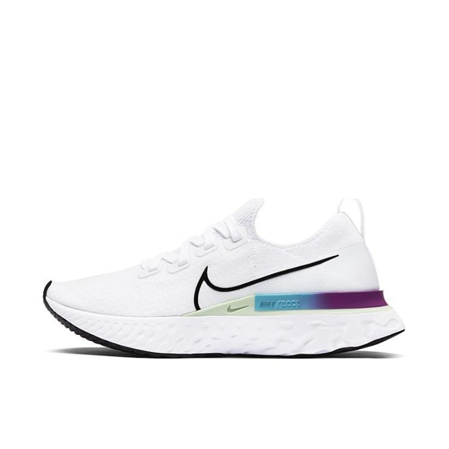 推荐商品：Nike React Infinity Run 跑鞋 减震舒适防滑耐磨轻便透气潮流百搭时尚休闲运动织物 GS/白色/黑色/绿色