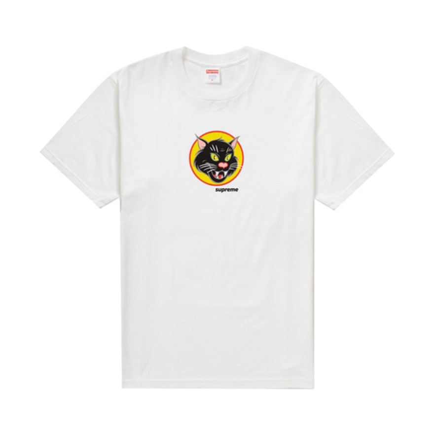 Supreme  Black Cat Tee 黑猫卡通短袖圆领T恤 男女同款