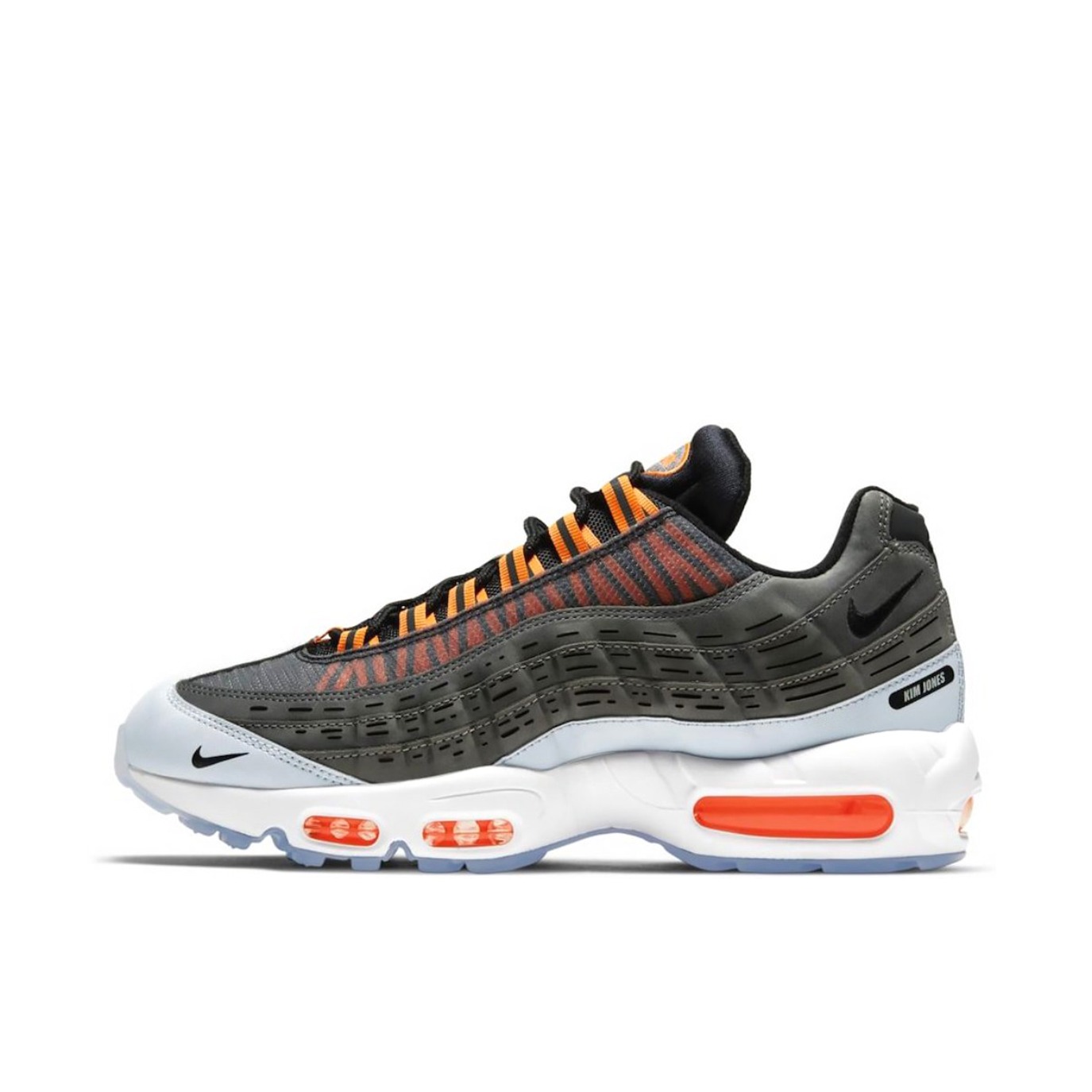 推荐商品：Nike Air Max 95 跑鞋 潮流时尚复古百搭防滑耐磨舒适透气防水气垫织物支撑低帮缓震贴合耐用圆头 Black/Total Orange Kim Jones联名/橄榄色/黑色/橙色