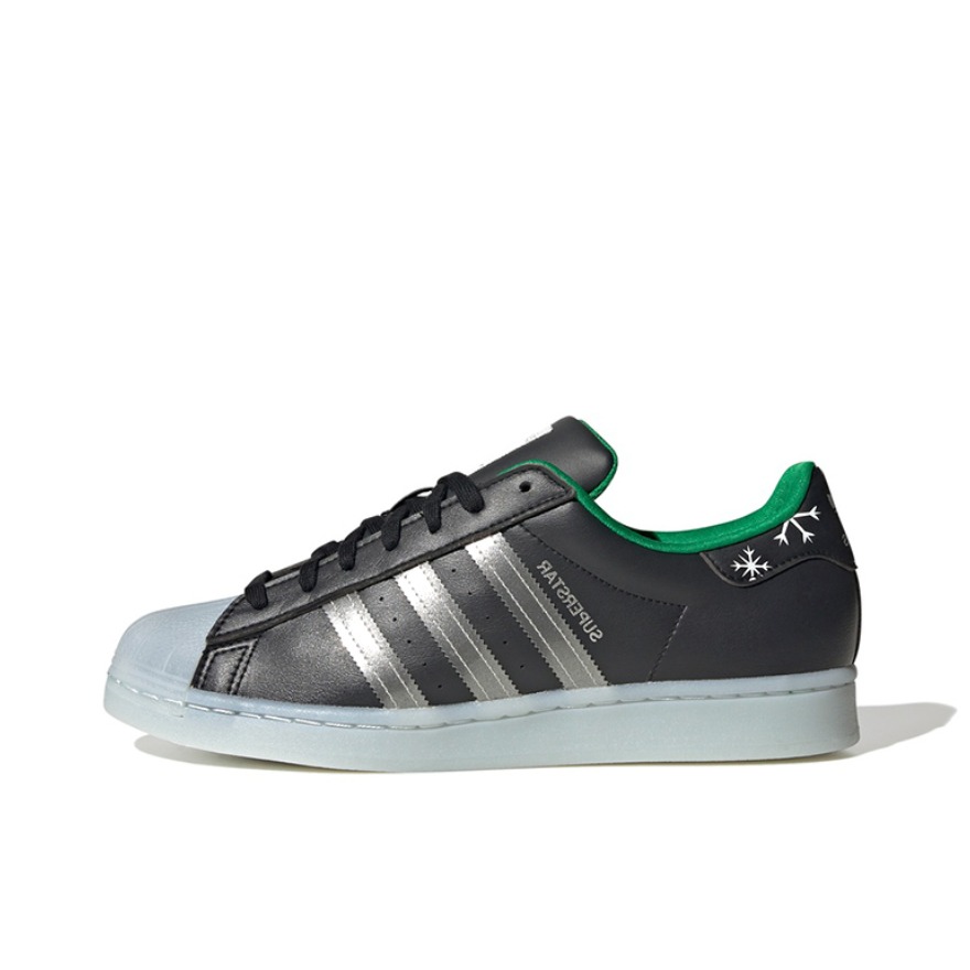 推荐商品：【宋雨琦同款】 adidas Originals Superstar 板鞋 轻便贝壳头薄底舒适百搭耐磨复古 黑色/金属银/绿色