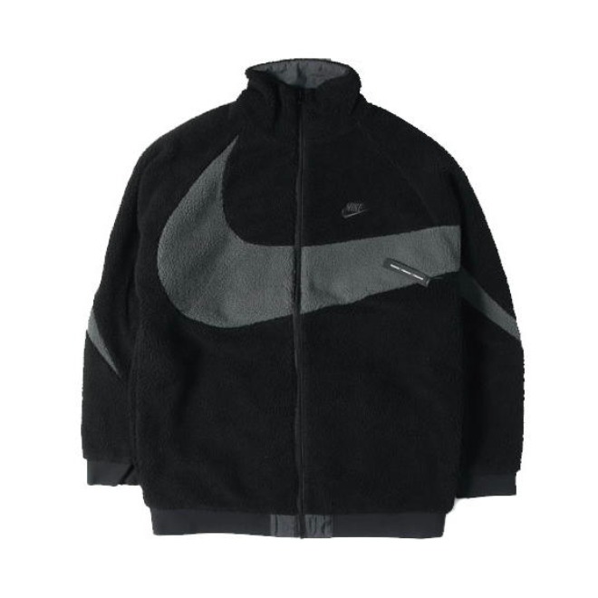 Nike 2024AW 大Logo运动羊羔绒摇粒绒双面穿全拉链立领夹克 男女同款 AJ2701