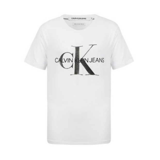 Calvin Klein 做旧层叠logo休闲圆领短袖T恤 男女同款 J215067