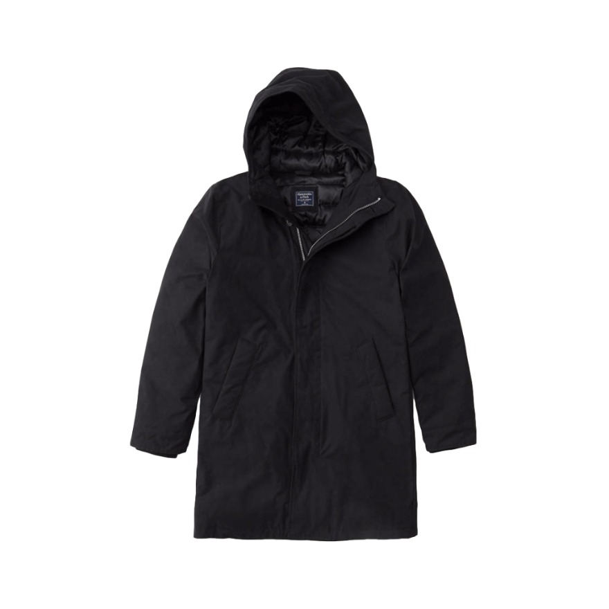 Abercrombie Fitch 中长款派克夹棉棉服 男女同款