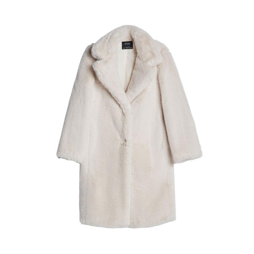 Bershka 女装 人造皮草长版大衣 06443407712