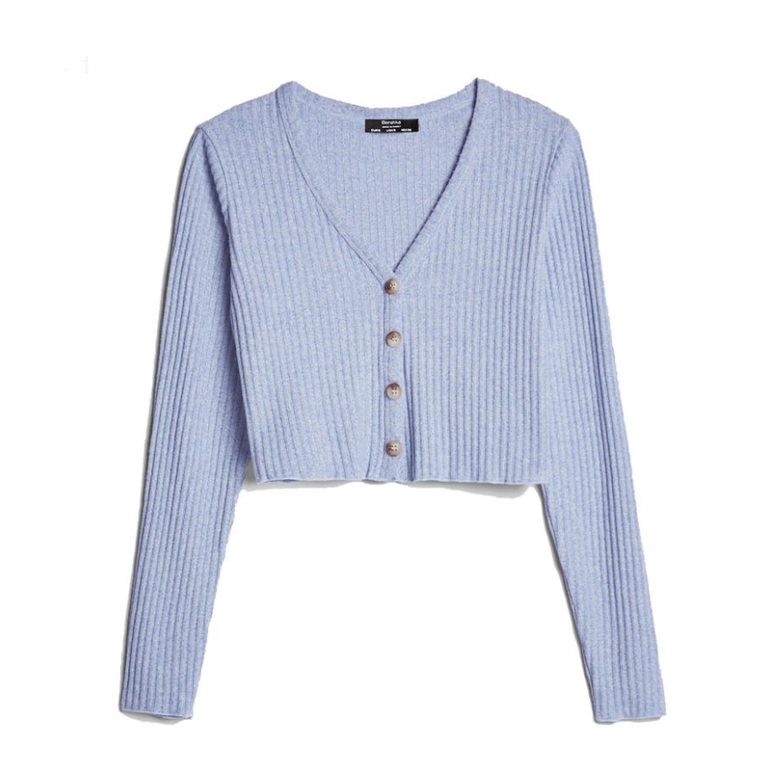 Bershka 女装 V领长袖针织开襟衫 06592492406