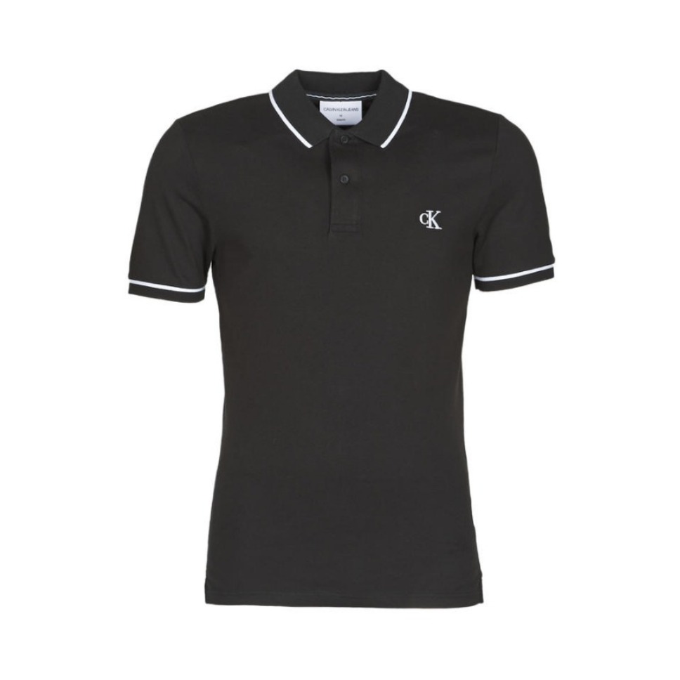 Calvin Klein 百搭黑色翻领短袖T恤 男女同款 J30J315603