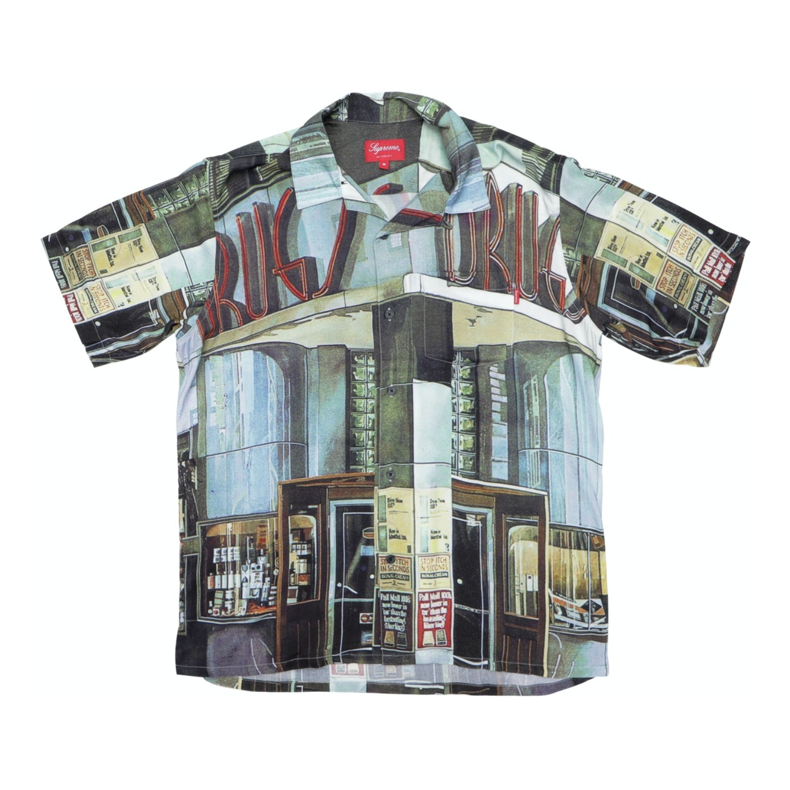Supreme SS18 Drugs Rayon Shirt 药店图案衬衫