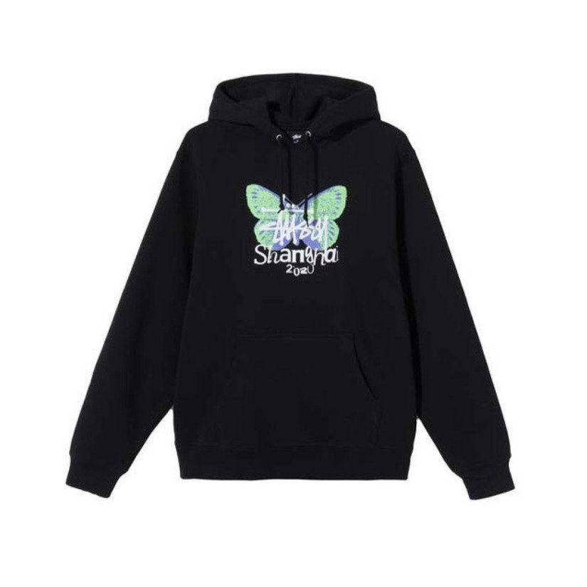 Stussy 上海限定 蝴蝶印花连帽卫衣 男女同款 Styssu-FW-2