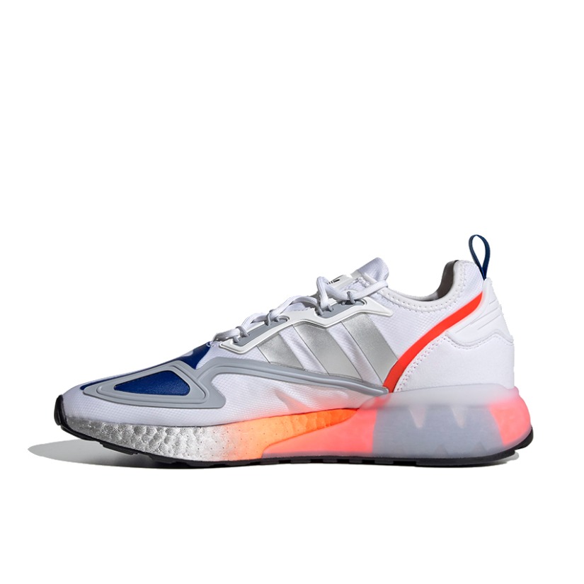 推荐商品：adidas Originals ZX 2K Boost 缓震轻便 透气 织物 跑鞋 白色/灰色/橙色/蓝色