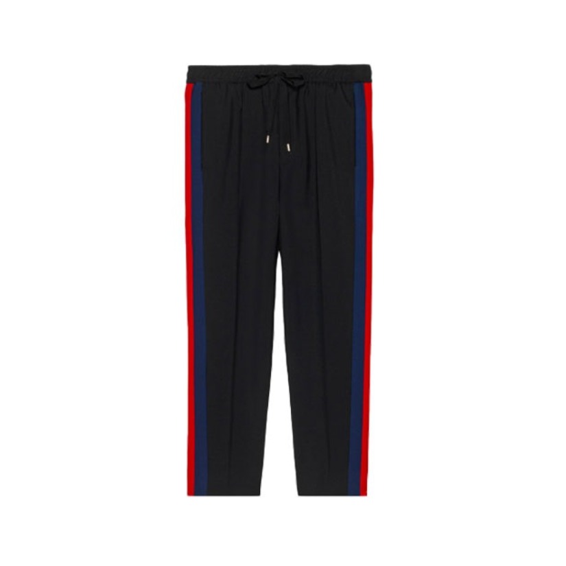 GUCCI 条纹羊毛七分休闲裤 男女同款