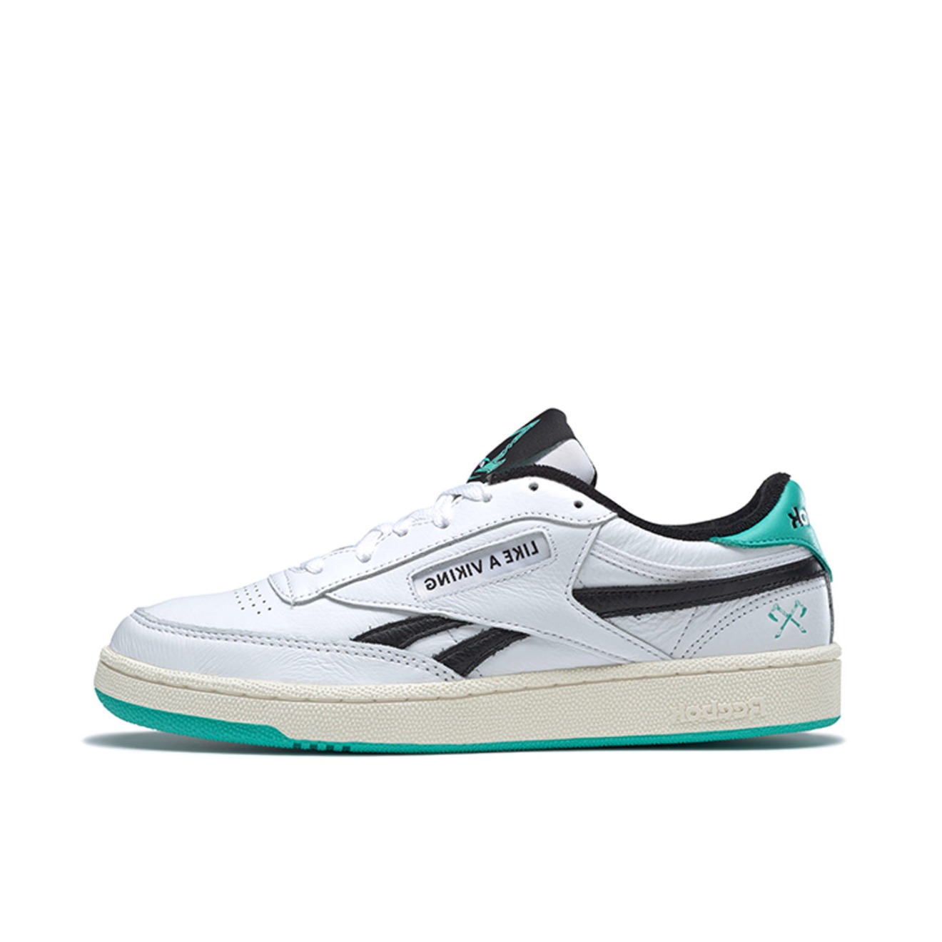 推荐商品：Reebok/锐步 Club C Revenge 合成革 复古简约 透气 防水 德训鞋 板鞋 白色/绿色/黑色