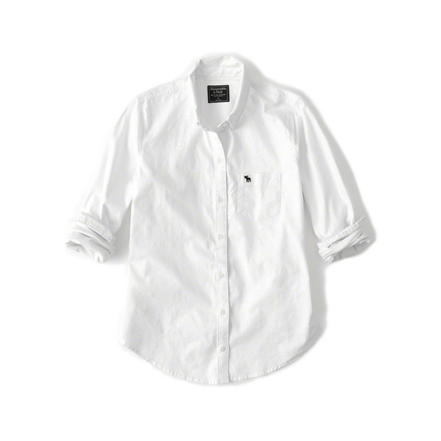 Abercrombie Fitch 牛津纺纯棉休闲长袖衬衫 男女同款