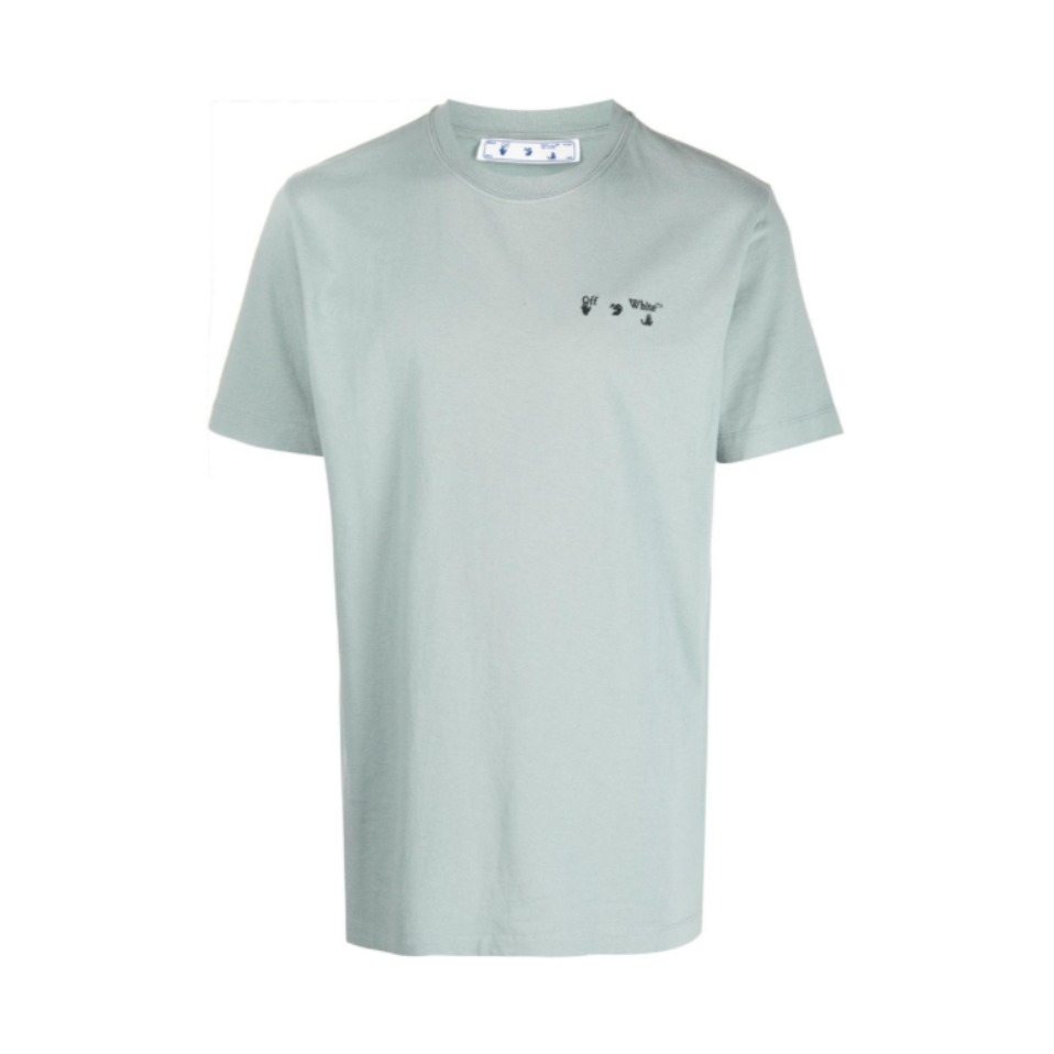 OFF-WHITE 胸前小logo刺绣圆领短袖T恤 男女同款 OMAA027R21JER001