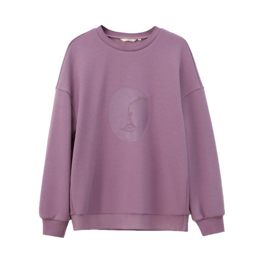 Amii 女装 宽松印花圆领加绒卫衣 WY2-1204TM0889