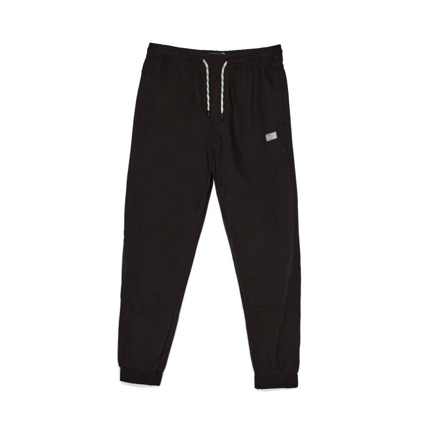 Bershka 府绸新款黑色运动长裤抽绳束脚裤 男女同款 00341335800