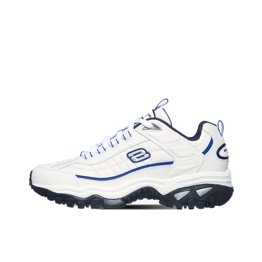 推荐商品：Skechers/斯凯奇 Energy Afterburn 防滑耐磨 舒适健步 系带 时尚简约百搭 跑鞋 白色/天蓝
