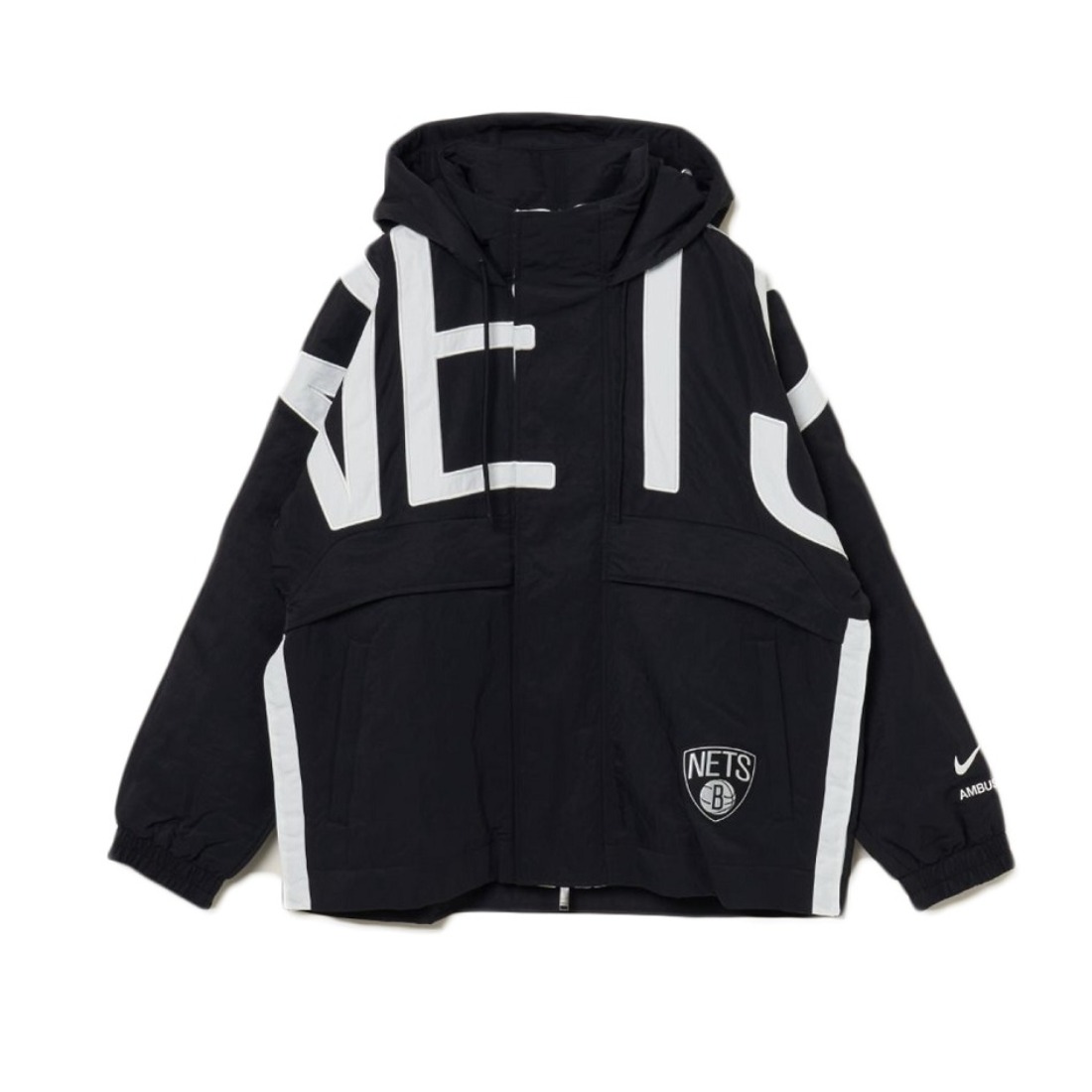 【杨雨婷同款】Ambush X NIKE X NBA 湖人队队标logo字母印花连帽棉服防风长袖夹克 男女同款