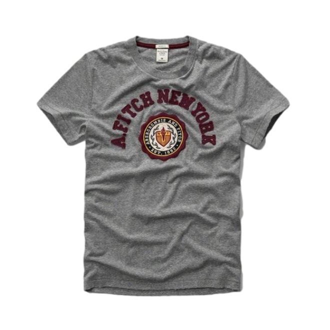 Abercrombie Fitch 修身贴布圆领短袖T恤 男女同款