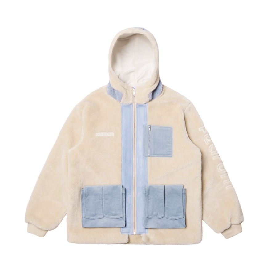 FEAROM 太空主题三重材质拼接多口袋羊羔绒连帽外套 男女同款 FEAROM1900834NOLO