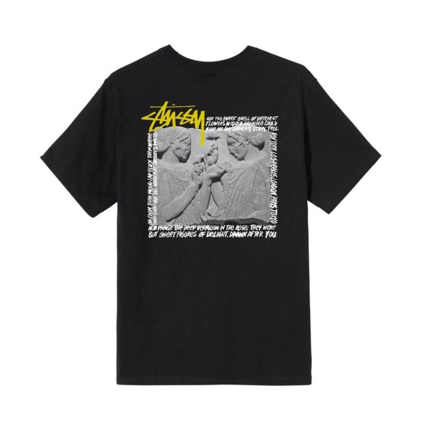 Stussy ELATION 人像雕刻涂鸦棉质短袖T恤 男女同款