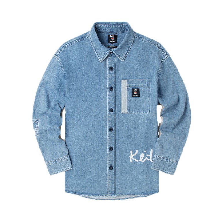 Lee x Keith Haring 联名款翻领牛仔衬衫 L438896UWBKM