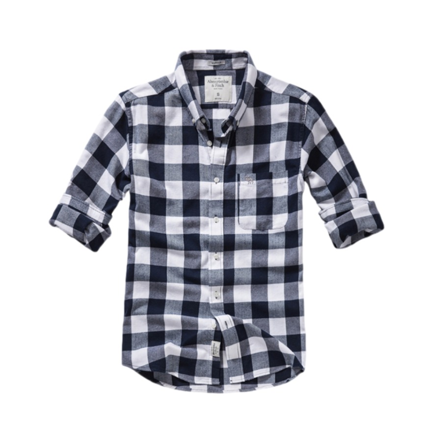 Abercrombie Fitch 休闲帅气彩色条纹格子衬衫 男女同款