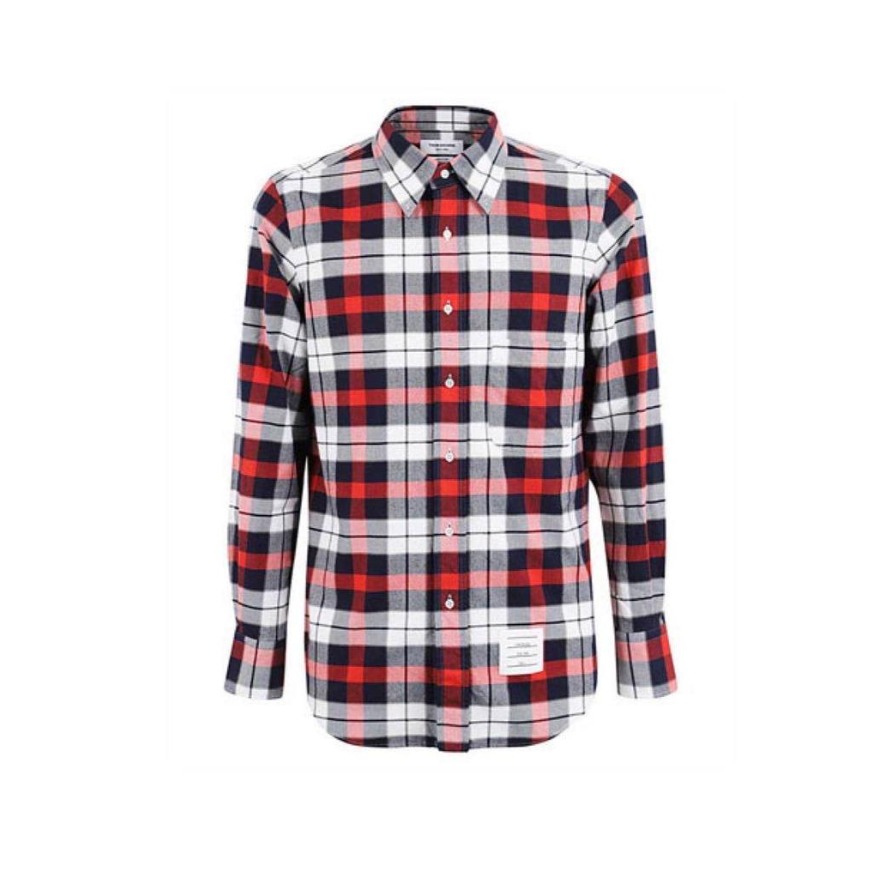 Thom Browne 格纹纽扣长袖衬衫 男款 红色 MWL272A-06309