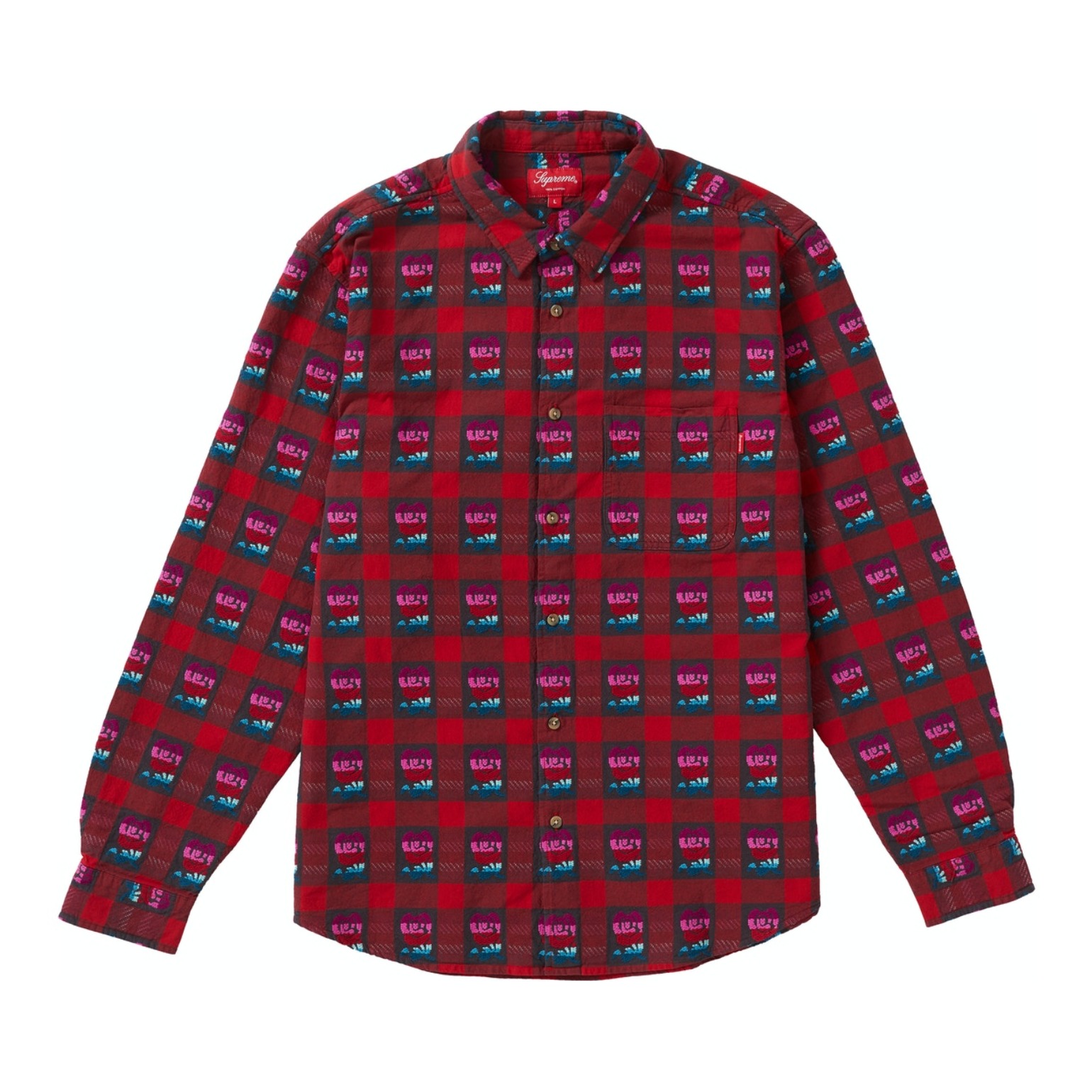 Supreme 玫瑰花印花Rose Buffalo Plaid Shirt 男女同款 SUP-SS19