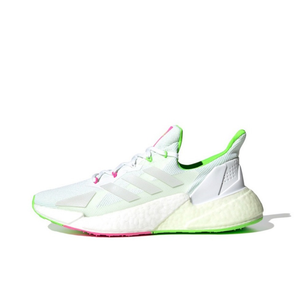 推荐商品：adidas X9000L4 跑鞋 缓震防滑耐磨透气网面合成革织物轻运动短跑圆头回弹 灰白/薄荷绿/玫红