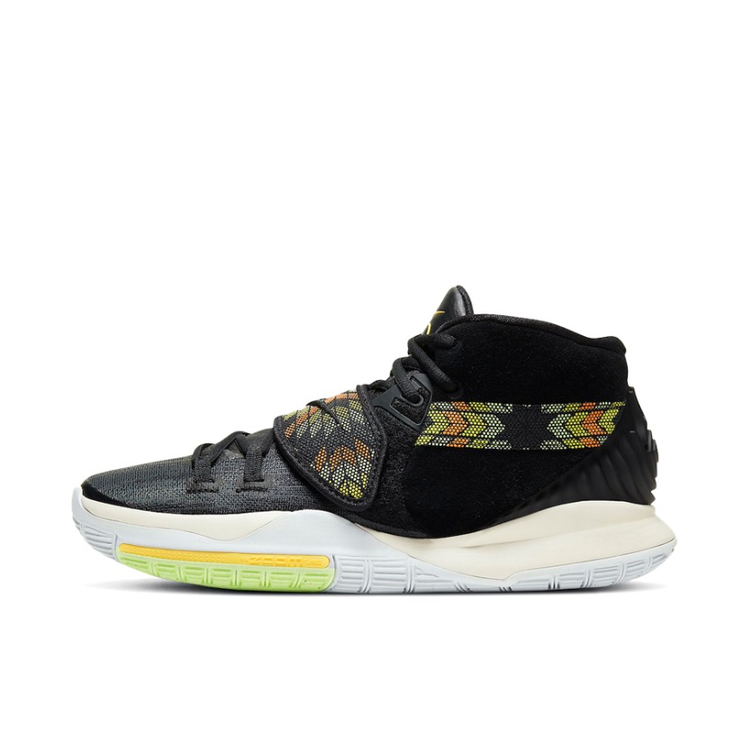推荐商品：Nike Kyrie 6 欧文6 前掌Zoom 防滑耐磨 缓震抓地 圆头 实战训练 织物 合成革 支撑 篮球鞋 N7 黑色/纯铂金/浅绿