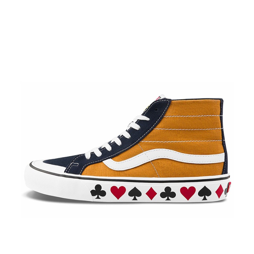 推荐商品：Vans/范斯 SK8-Hi 板鞋 潮流经典拼接复古街头厚底 姜黄色/花边鞋底