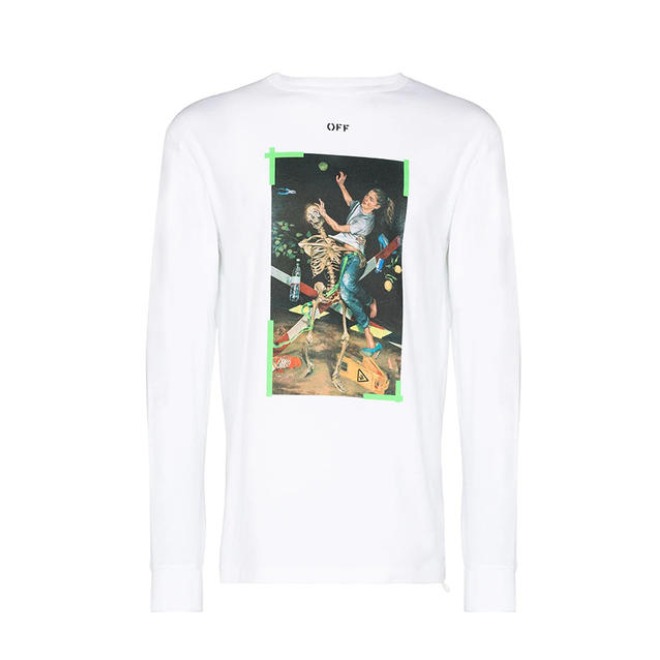 OFF-WHITE C/O VIRGIL ABLOH OW骷髅女孩箭头印花长袖T恤