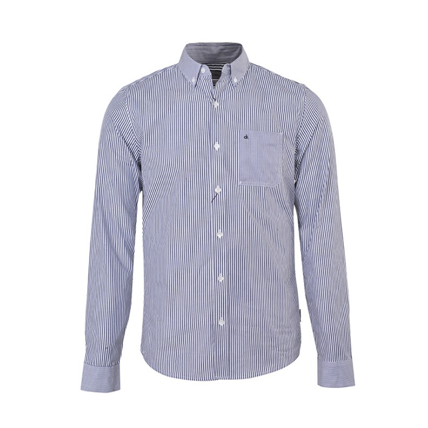 Calvin Klein 纯棉细条纹长袖衬衫 男女同款 J30J306376