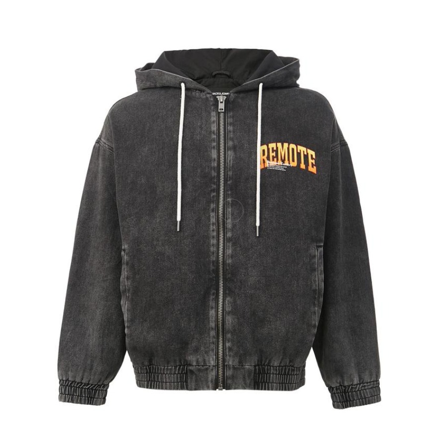 JACK JONES 印花连帽牛仔外套 男女同款 221157005