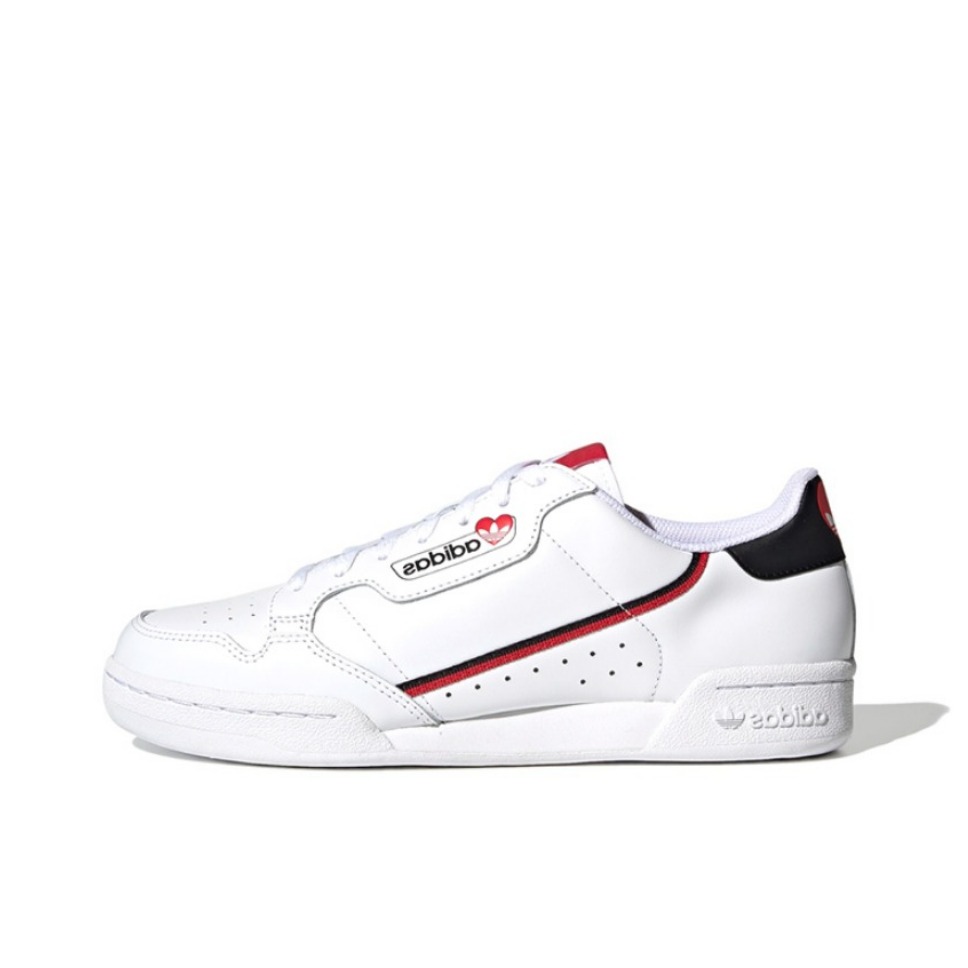 推荐商品：adidas Originals Continental 80 运动休闲鞋 板鞋 经典复古防滑耐磨防水舒适 情人节限定/爱心/白色/红色