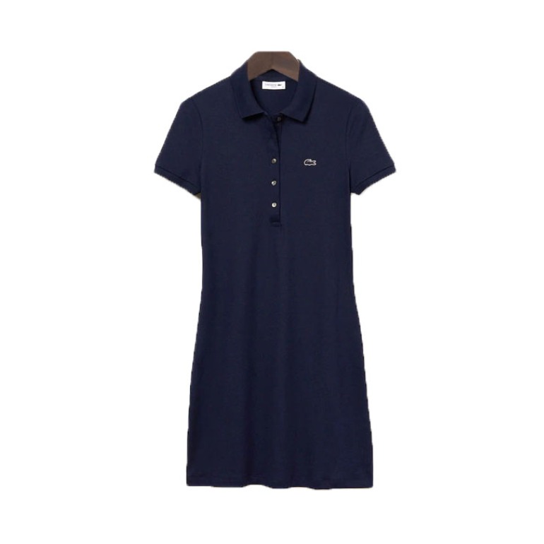LACOSTE 女装纯色修身短袖连衣裙 EF8470