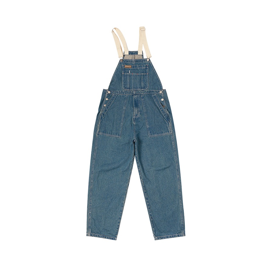 BUTTBILL 复古水洗做旧可调节背带牛仔裤