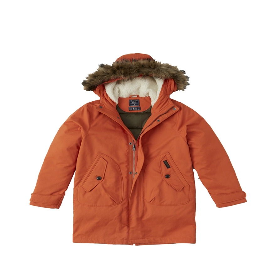 Abercrombie Fitch 中长款毛领羊羔绒派克大衣 男女同款