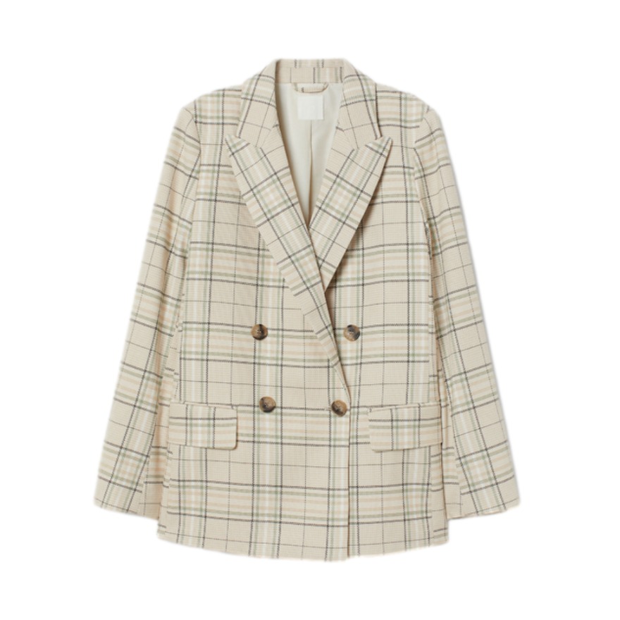 H&M 千鸟格百搭通勤格子西装 男女同款 0824499