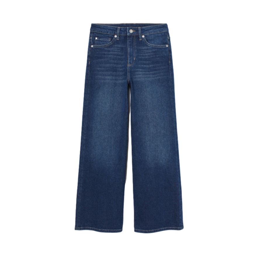 H&M 时髦高腰宽松阔腿牛仔裤 0821018