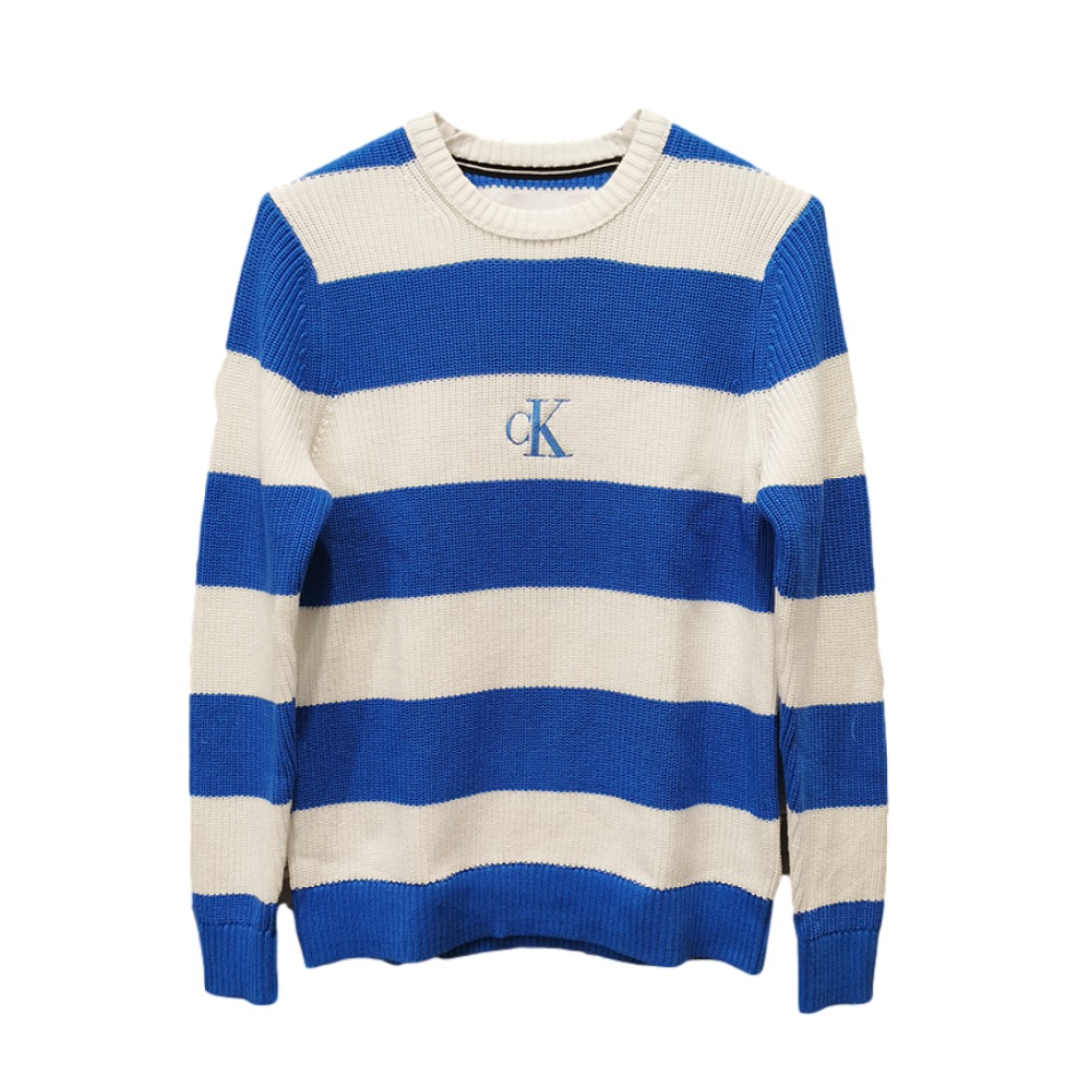 Calvin Klein 纯棉条纹长袖针织衫 男女同款 5621