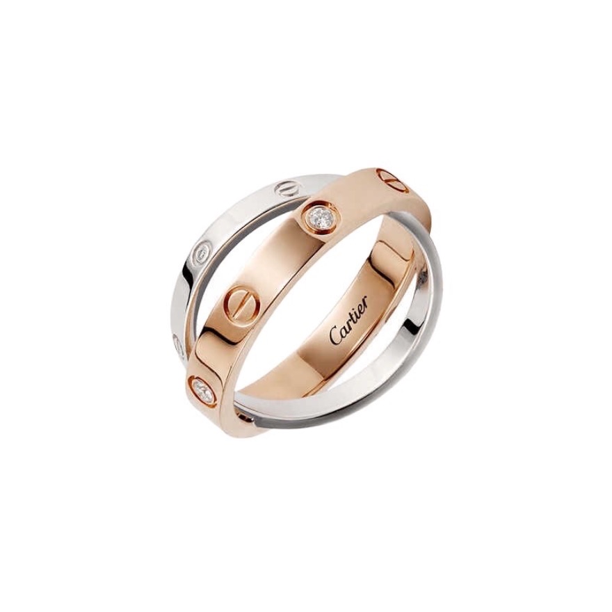 Cartier/卡地亚 LOVE系列镶钻双环戒指 B4094300