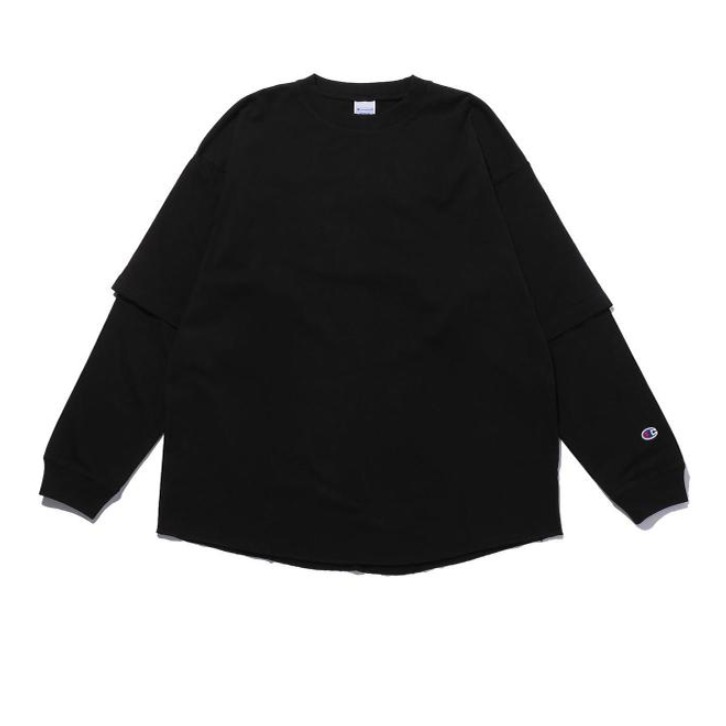 Champion/冠军 X monkey time 联名假两件宽松长袖T恤 男女同款 1382