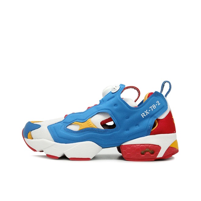 推荐商品：Reebok/锐步 Insta Pump Fury SMG 运动休闲鞋 舒适防滑耐磨减震回弹织物脚蹬合成革网布拼接圆头复古 白色/蓝色/红色