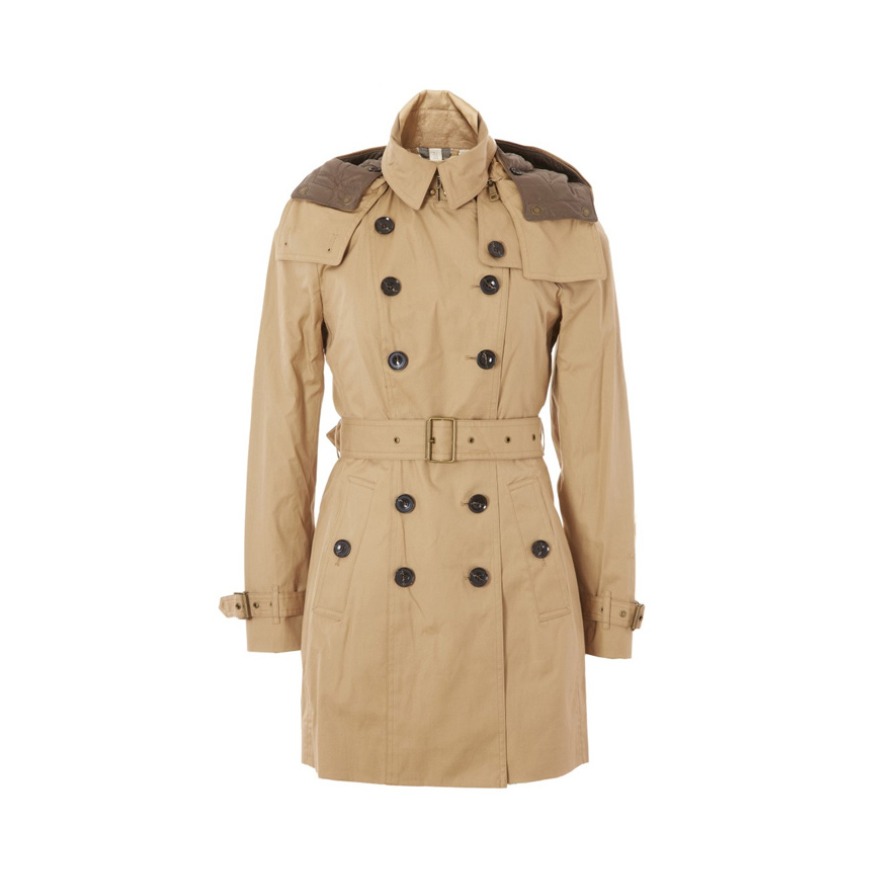 Burberry 博柏利 纯棉双排扣连帽长袖外套风衣 男女同款